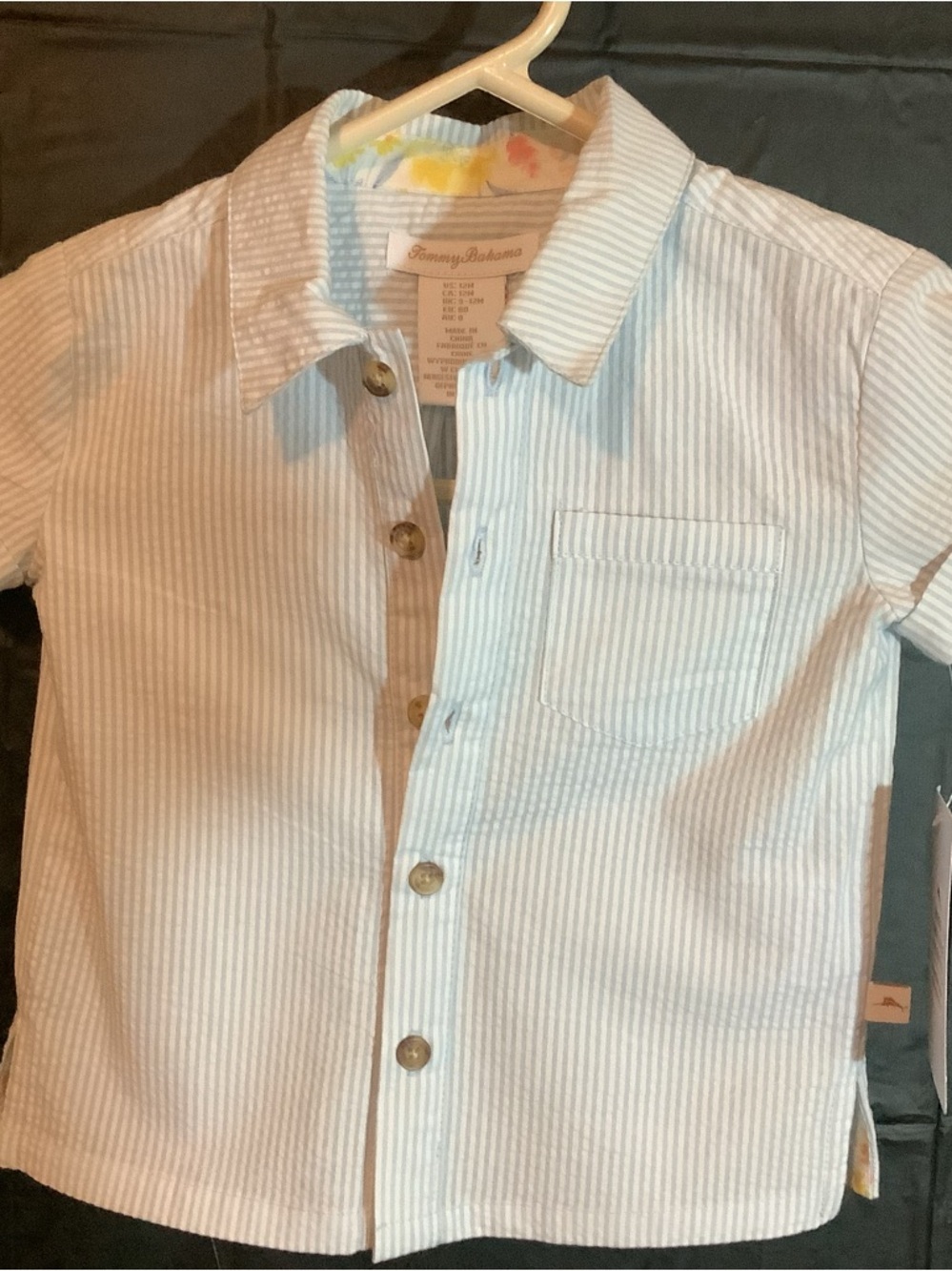 Tommy Bahama Light Blue & White Striped Short-Sleeve Button Shirt